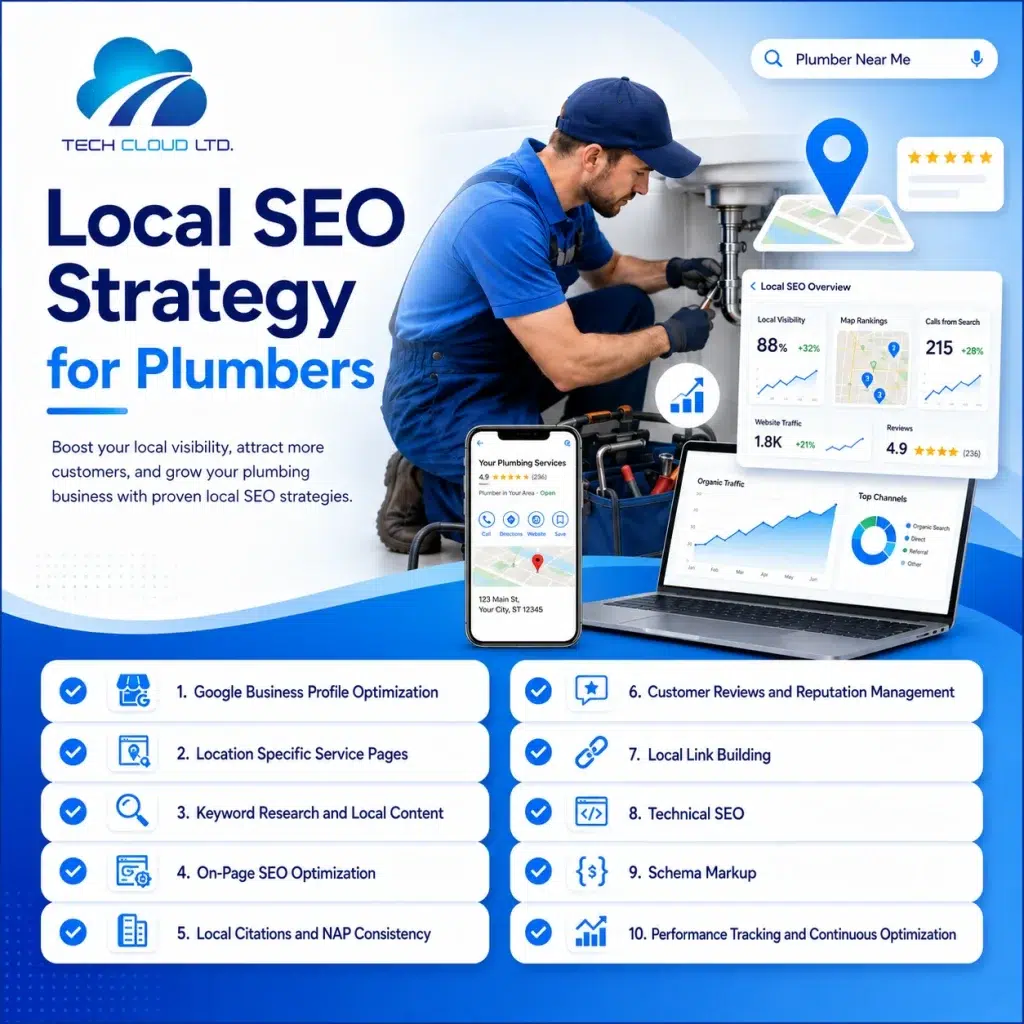 whats included in a local seo strategy for plumbers